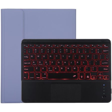 Bluetooth Tablet Case For Ipad 10.2 / Ipad Air 2019 With Touch Pad & Backlight & Pen Holder - Detachable Microfiber Leather - Purple