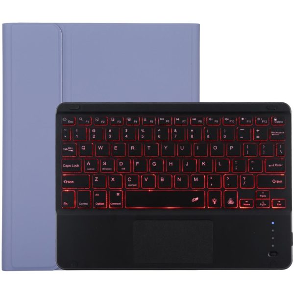 Bluetooth Tablet Case For Ipad 10.2 / Ipad Air 2019 With Touch Pad & Backlight & Pen Holder - Detachable Microfiber Leather - Purple