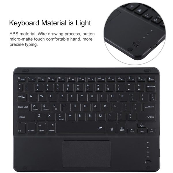 Bluetooth Tablet Case For Ipad 10.2 / Ipad Air 2019 With Touch Pad & Backlight & Pen Holder - Detachable Microfiber Leather - Purple - Image 7