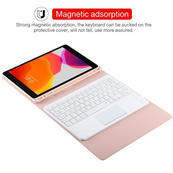Bluetooth Keyboard & Tablet Case For Ipad 10.2 / Ipad Air 2019 - Detachable Touch Pad Pen Slot Holder - Microfiber Leather - Purple - Image 8