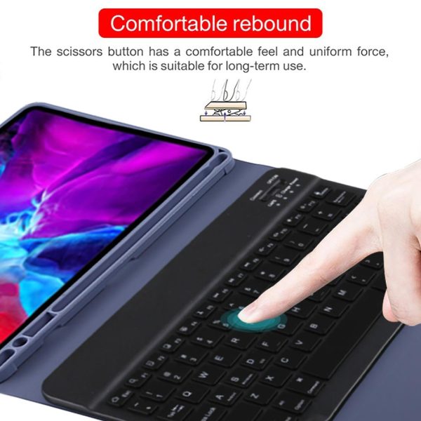 Bluetooth Tablet Case For Ipad Pro 11 With Detachable Microfiber Leather Backlight Pen Slot & Holder - Purple - Image 10
