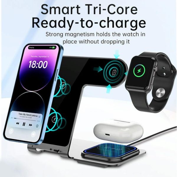 15W 3 In 1 Aluminum Wireless Charger - Purple - Image 7