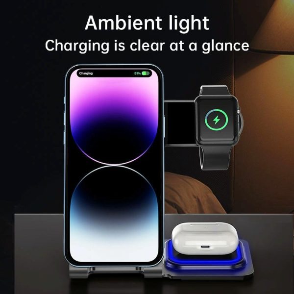 15W 3 In 1 Aluminum Wireless Charger - Purple - Image 9
