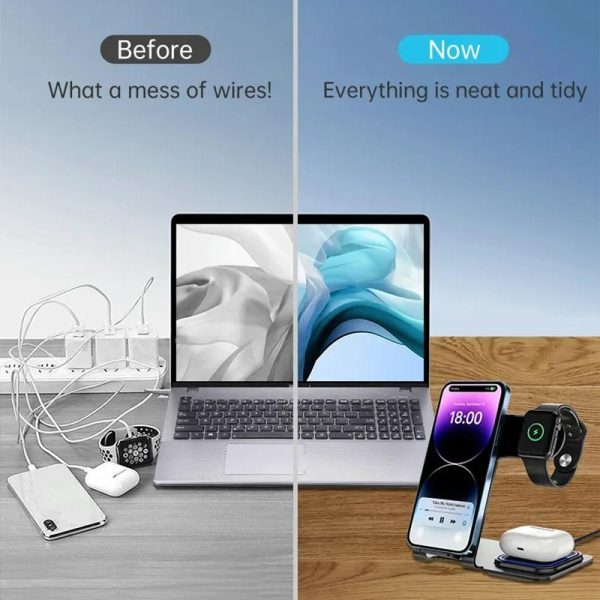 15W 3 In 1 Aluminum Wireless Charger - Purple - Image 10