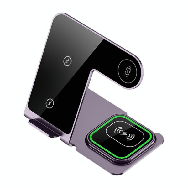 15W 3 In 1 Aluminum Wireless Charger - Purple - Image 14