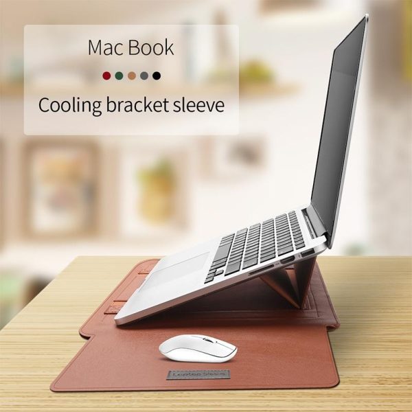 Universal 4-In-1 Laptop Bag Set Waterproof Pu Leather Handle Stand Pen Holder Winders Mouse & Charger Bags - 13 / 14 Inch - Red - Image 14