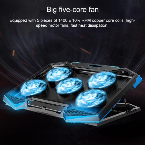 5-core Dual Port Laptop Stand with Cooling Fan - Red - Image 6