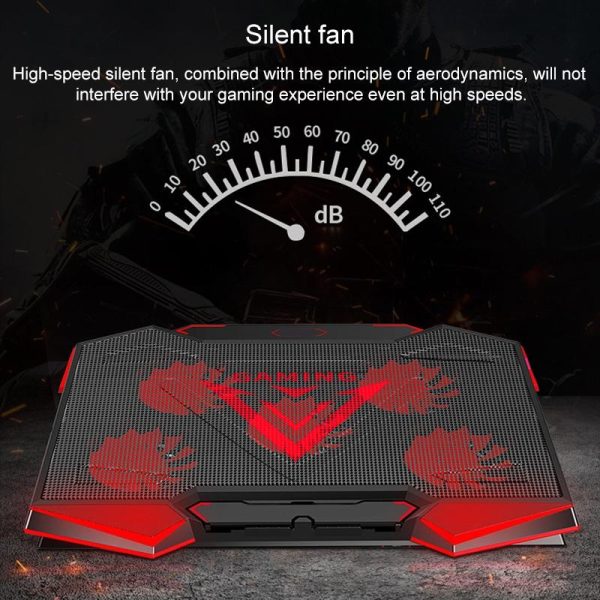 5-core Dual Port Laptop Stand with Cooling Fan - Red - Image 8