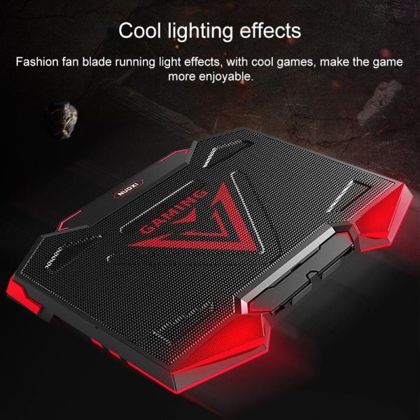 5-core Dual Port Laptop Stand with Cooling Fan - Red - Image 9