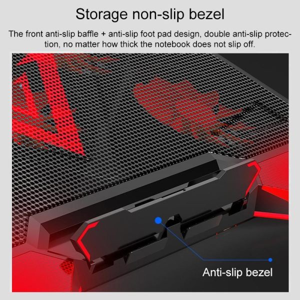 5-core Dual Port Laptop Stand with Cooling Fan - Red - Image 10
