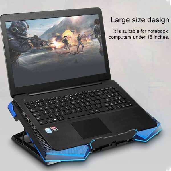 5-core Dual Port Laptop Stand with Cooling Fan - Red - Image 11