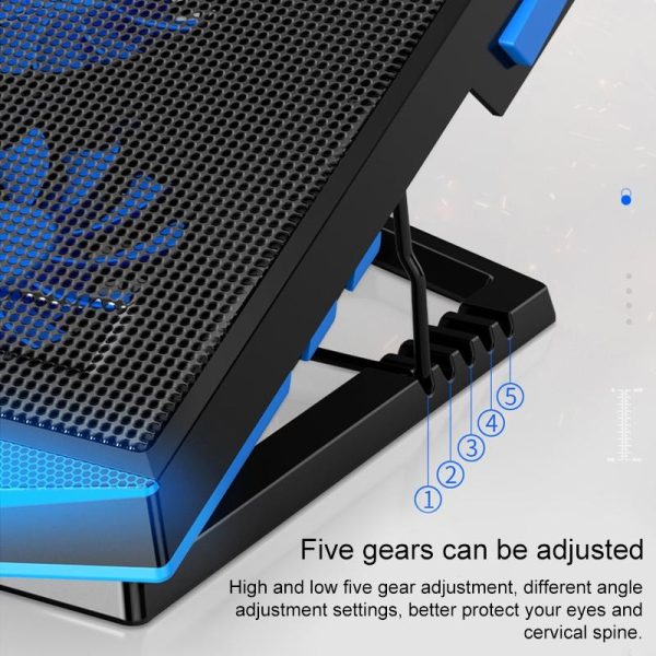 5-core Dual Port Laptop Stand with Cooling Fan - Red - Image 14