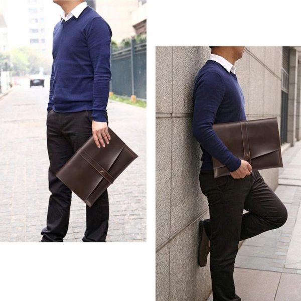 13.3 Inch Genuine Leather Laptop Bag With Power Adapter And Cable Winder - Rufous - Image 8