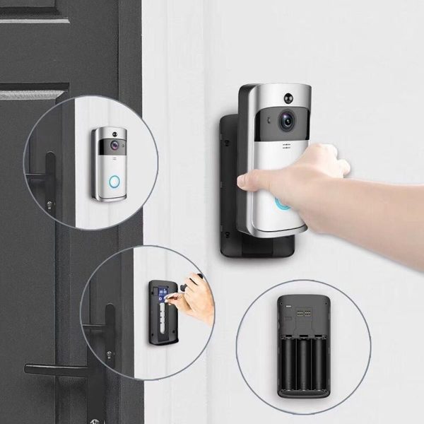 Smart Wifi Video Doorbell With Night Vision & Wide-Angle Camera - 720P Low Power Mobile Remote - Silver - Image 10