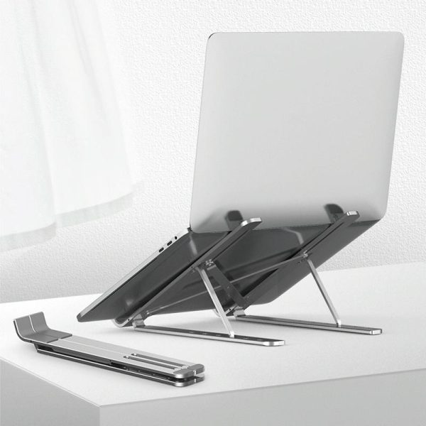Adjustable Laptop Stand - Portable Folding Height Increase Heat Dissipation - Silver - Image 2