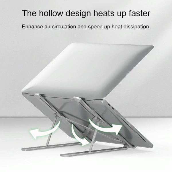Adjustable Laptop Stand - Portable Folding Height Increase Heat Dissipation - Silver - Image 5