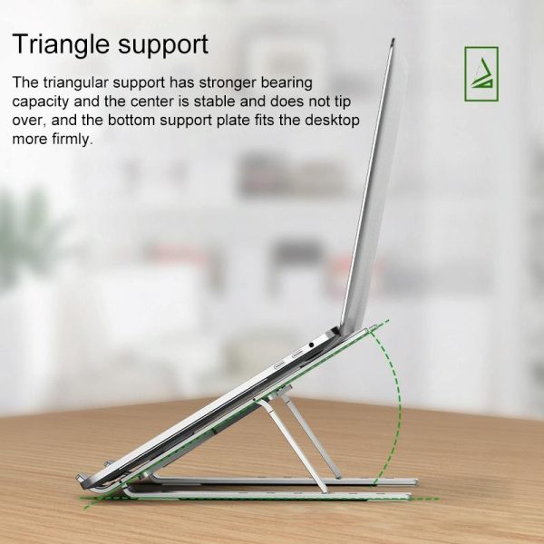 Adjustable Laptop Stand - Portable Folding Height Increase Heat Dissipation - Silver - Image 6