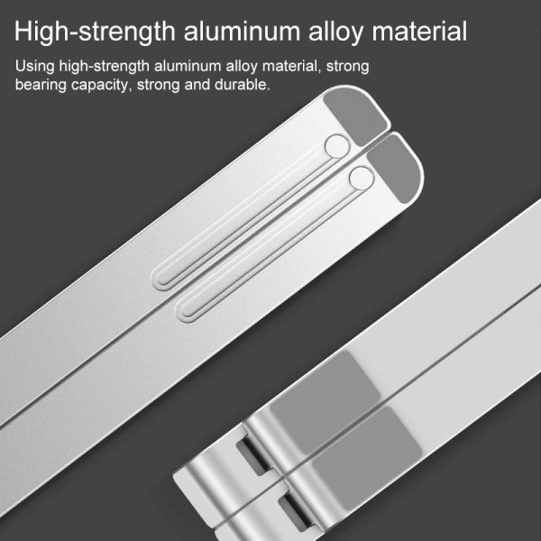 Adjustable Laptop Stand - Portable Folding Height Increase Heat Dissipation - Silver - Image 7