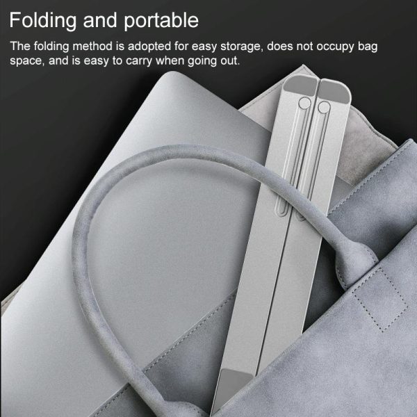Adjustable Laptop Stand - Portable Folding Height Increase Heat Dissipation - Silver - Image 8