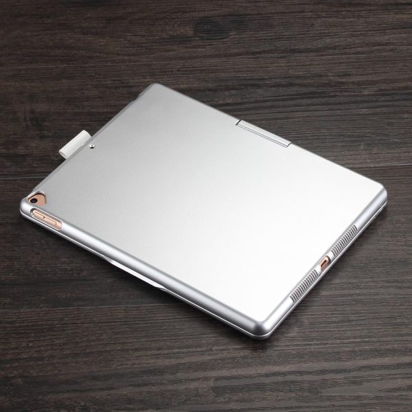 Rotatable Bluetooth Keyboard Leather Case For Ipad 10.2 With Backlit Pen Slot - Silver - Image 5