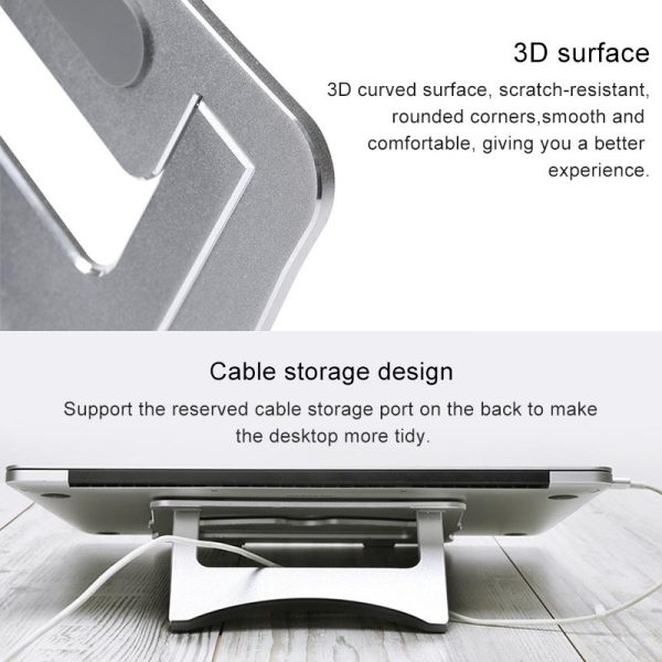 Portable Aluminum Laptop Stand - Simple & Stylish - Silver - Image 4