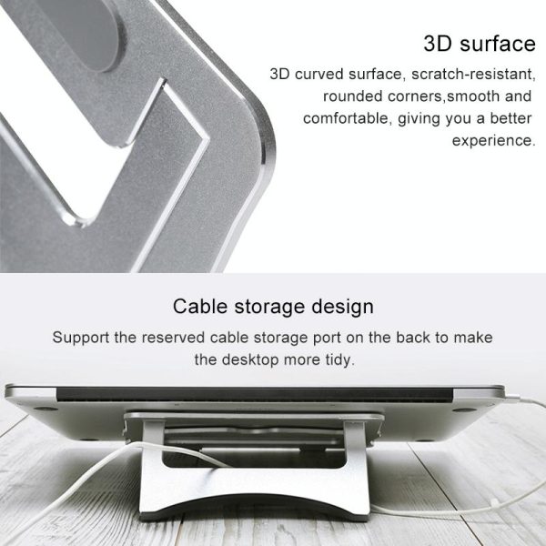 Portable Aluminum Laptop Stand - Simple & Stylish - Silver - Image 10