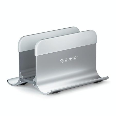 Space-saving Vertical Laptop Stand - Compact Design - Silver