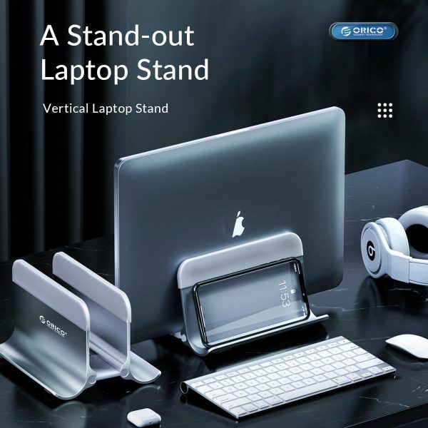Space-saving Vertical Laptop Stand - Compact Design - Silver - Image 3