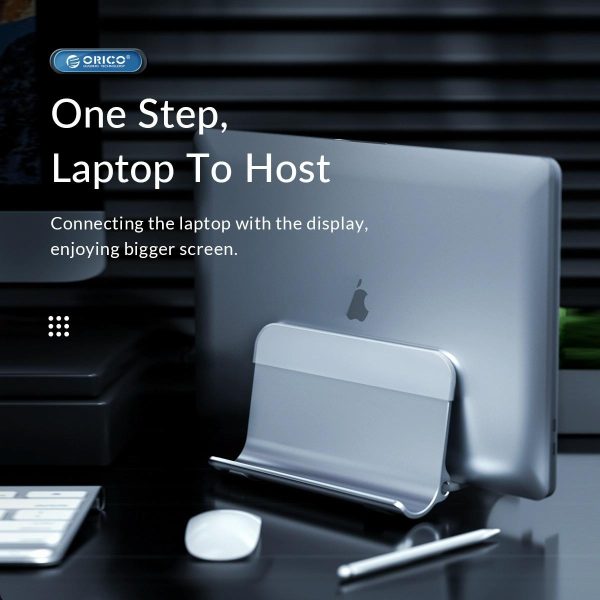 Space-saving Vertical Laptop Stand - Compact Design - Silver - Image 11