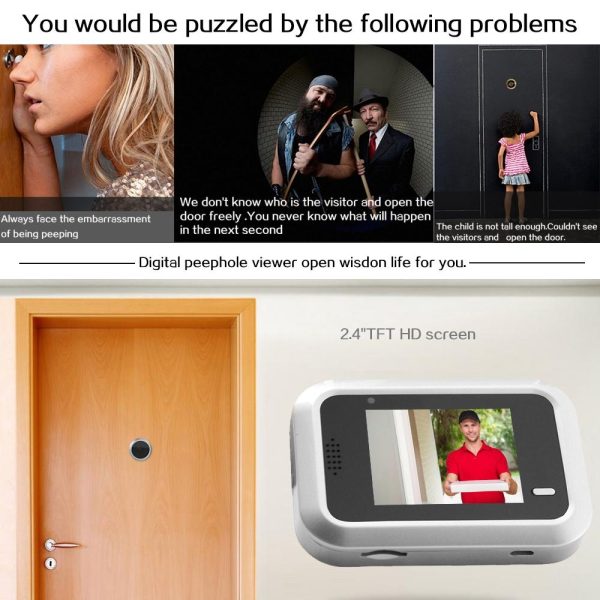 2.4 Screen 2.0Mp Security Camera With Tf Card Support - No Disturb Peephole Viewer - Image 4