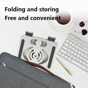 Foldable Rotating Laptop / Tablet Stand - Aluminum Alloy - Silver - Image 8