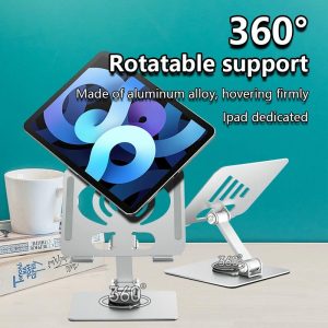 Foldable Rotating Laptop / Tablet Stand - Aluminum Alloy - Silver - Image 9