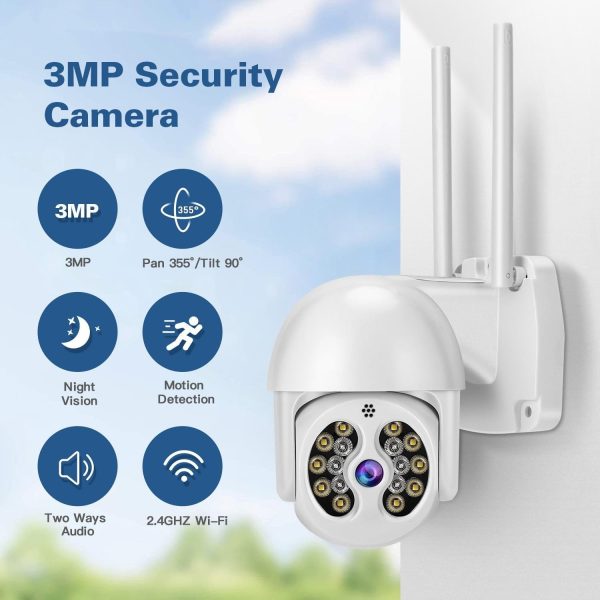 2.4G Wireless Ip Camera With 3.0Mp Waterproof Two-Way Audio Full Colour Night Vision Tf Card - Image 3