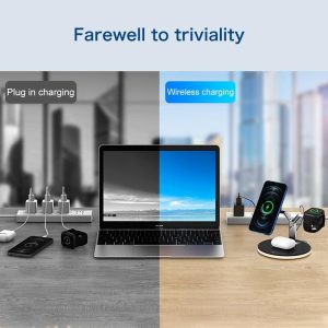 15W 3 In 1 Magnetic Wireless Charger For Phones Watches And Airpods With Led Light - White - Image 6