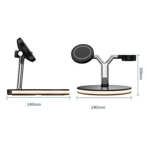 15W 3 In 1 Magnetic Wireless Charger For Phones Watches And Airpods With Led Light - White - Image 12