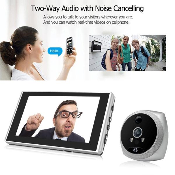 Smart Cat Eye Video Doorbell With 4.5 1080P Hd Screen Night Vision & Motion Detection - White - Image 5