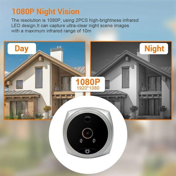 Smart Cat Eye Video Doorbell With 4.5 1080P Hd Screen Night Vision & Motion Detection - White - Image 7