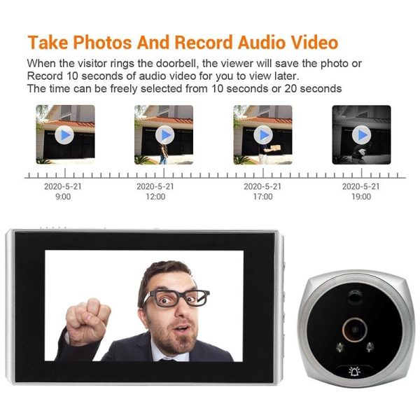 Smart Cat Eye Video Doorbell With 4.5 1080P Hd Screen Night Vision & Motion Detection - White - Image 8