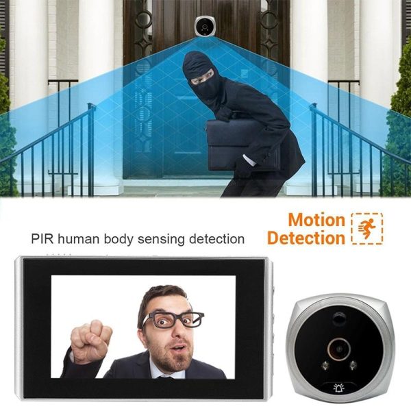 Smart Cat Eye Video Doorbell With 4.5 1080P Hd Screen Night Vision & Motion Detection - White - Image 10