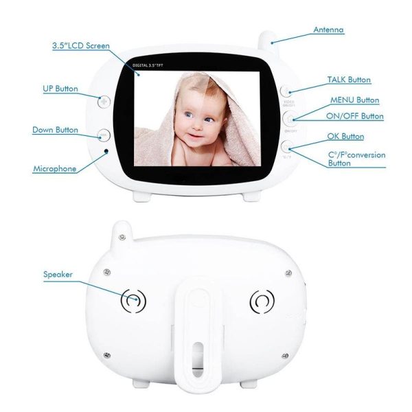 Wireless Baby Monitor With 3.5 Lcd 2.4Ghz Night Vision 2-Way Talk - Image 8