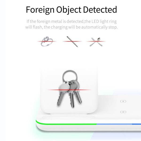 3 In 1 Magnetic Wireless Charger With Touch Ring Light - White - Image 7