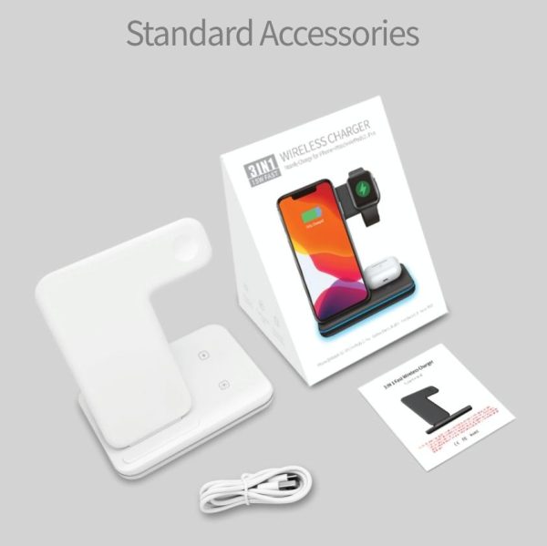 3 In 1 Magnetic Wireless Charger With Touch Ring Light - White - Image 11