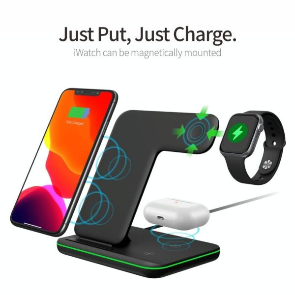 3 In 1 Magnetic Wireless Charger With Touch Ring Light - White - Image 14