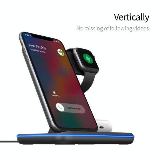 3 In 1 Magnetic Wireless Charger With Touch Ring Light - White - Image 15