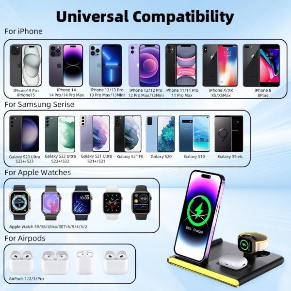 Foldable 15W Magnetic Wireless Charger With Ambient Light - White - Image 4