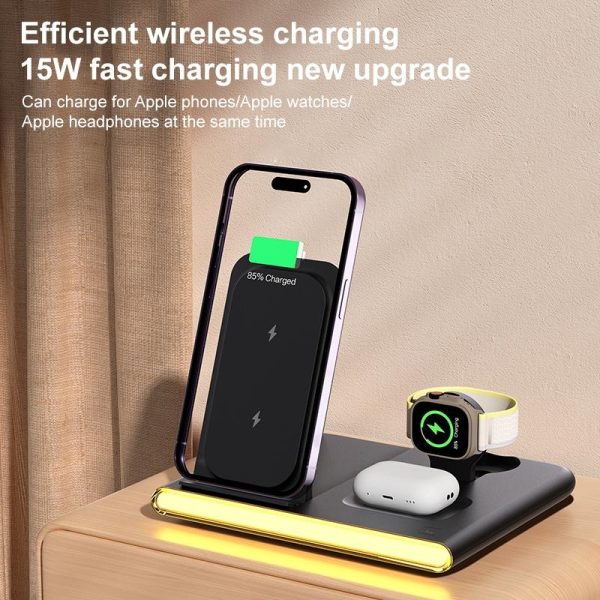 Foldable 15W Magnetic Wireless Charger With Ambient Light - White - Image 5