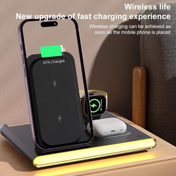 Foldable 15W Magnetic Wireless Charger With Ambient Light - White - Image 6