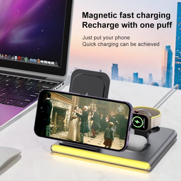 Foldable 15W Magnetic Wireless Charger With Ambient Light - White - Image 7