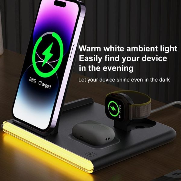 Foldable 15W Magnetic Wireless Charger With Ambient Light - White - Image 8