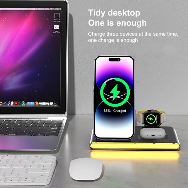 Foldable 15W Magnetic Wireless Charger With Ambient Light - White - Image 12